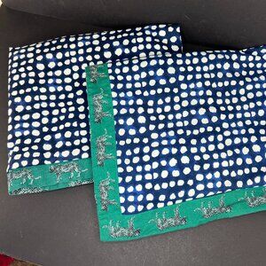 Pair Opal House Panther Leopard Cheetah Pillow King Shams blue white mod print